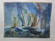 Vintage Alvina Thomas Sailboats Abstract Expressionism Watercolor Painting Yqz Other Maritime Antiques photo 1