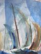 Vintage Alvina Thomas Sailboats Abstract Expressionism Watercolor Painting Yqz Other Maritime Antiques photo 5