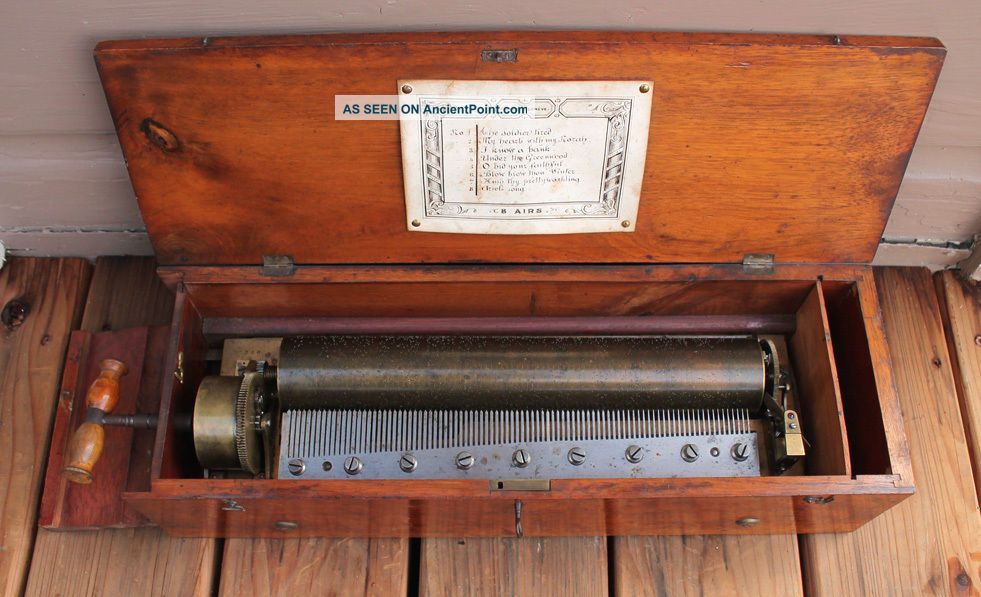 Antique Vintage Fabrique De Geneve 8 Airs Songs Clockwork Cylinder Music Box Other Antique Instruments photo