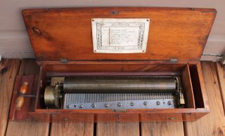 Antique Vintage Fabrique De Geneve 8 Airs Songs Clockwork Cylinder Music Box photo