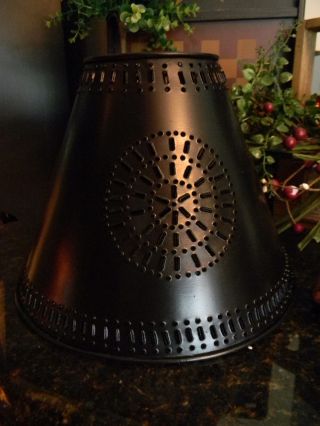 Black Country Punched Tin Pinwheel Primitive Vintage Reproduction Lamp Shade photo