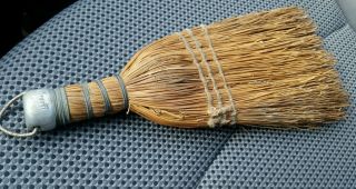 Vintage Straw Whisk Wire Wrapped Broom Metal Cap - Made In Hungary photo