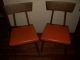 Pair Vintage Mid Century Modern Danish Baumritter Wood Orange Vinyl Chairs 1959 Post-1950 photo 3