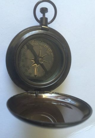 Solid Brass Pocket Push Button Compass With Cover photo