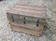 Antique Flat Top Wood & Canvas Steamer Trunk Will Ship 29 