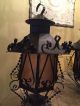 Pair 2 Spanish Scroll Metal Hanging Lanterns Candle Light Lamps Primitive Gothic Chandeliers, Fixtures, Sconces photo 2