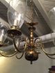 Vintage 1950 Polished Brass 6 Light Chandelier W/original Globes Last Chance Chandeliers, Fixtures, Sconces photo 4