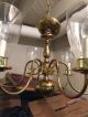 Vintage 1950 Polished Brass 6 Light Chandelier W/original Globes Last Chance Chandeliers, Fixtures, Sconces photo 7