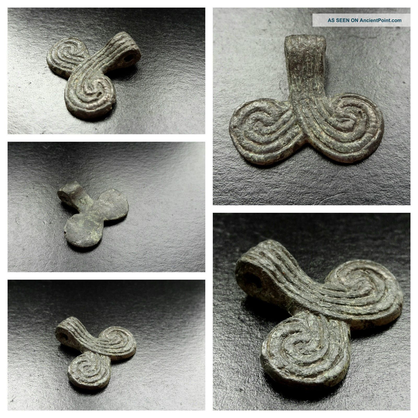 Rare Viking Double Spiral Equinoxes Amuletic Pendant 9th - 12th Century A.  D. Scandinavian photo