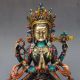 Chinese Cloisonne Handwork Carved Four Armt Tara Buddha Statue Other Antique Chinese Statues photo 1