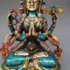 Chinese Cloisonne Handwork Carved Four Armt Tara Buddha Statue Other Antique Chinese Statues photo 2