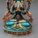 Chinese Cloisonne Handwork Carved Four Armt Tara Buddha Statue Other Antique Chinese Statues photo 3