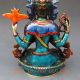 Chinese Cloisonne Handwork Carved Four Armt Tara Buddha Statue Other Antique Chinese Statues photo 8
