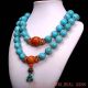 China Collectibles Handwork Turquoise & Beeswax Toyed Prayer Bead Necklace Necklaces & Pendants photo 1