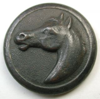 Antique Metal Sporting Button Horse Head Design photo