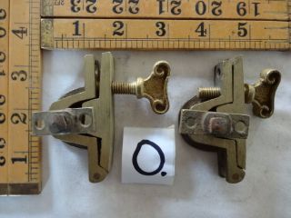 (o) Antique Style Brass Cheval Mirror Fittings X Two Large (same Hand) photo