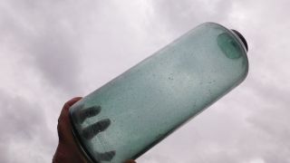 Unusual Rare Japanese Beachcombed Cylinder Shaped Glass Float photo