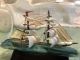 Vintage Ship In A Bottle Folk Craft Art Double Mast Square Sail Attached Stand Model Ships photo 2