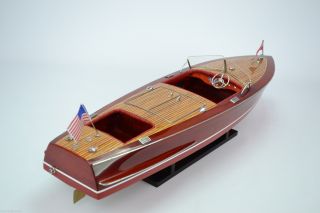 Chris Craft Racing Runabout 1953 - Handmade Wooden Classic Speedboat Model photo