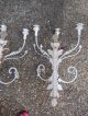2 Vintage Wall Sconces Wrought Iron Candle Holder Acanthus Leaves Fancy 28 