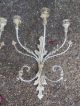2 Vintage Wall Sconces Wrought Iron Candle Holder Acanthus Leaves Fancy 28 