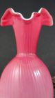 Antique Bohemian Victorian Cased Optic Pink Opalescent Art Glass Vase Kralik Era Vases photo 3
