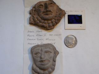 2 Zapotec Heads Papers Pre - Columbian Archaic Ancient Artifact Olmec Aztec Mayan photo