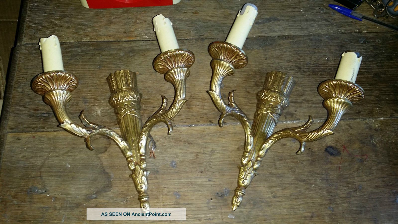 Vintage French Bronze Wall Lights Empire Style Chandeliers, Fixtures, Sconces photo