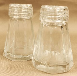 Vintage Antique Cut Glass With Glass Tops Salt & Pepper Shakers,  1910 ' S,  Rf10 photo
