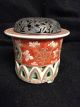 Antique Porcelain Incense Burner Silver Filigree Lid Japanese Other Japanese Antiques photo 1