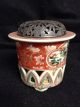 Antique Porcelain Incense Burner Silver Filigree Lid Japanese Other Japanese Antiques photo 2