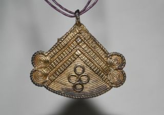 Antique Tribal Ashanti Antique Cast Bronze Necklace Pendant Talisman photo