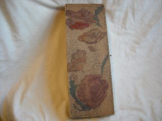 Vtg Victorian?pyrography Wooden Glove Box - Floral Pattern W/color - Very Pretty photo