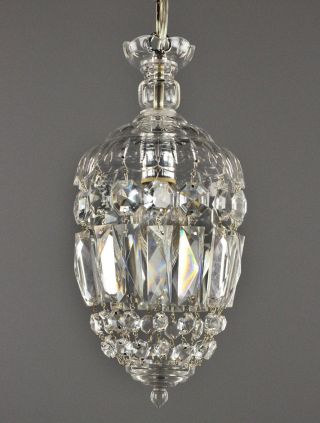 Crystal Le Pomme Pendant Chandelier C1920 Vintage Antique Glass Ceiling Light photo