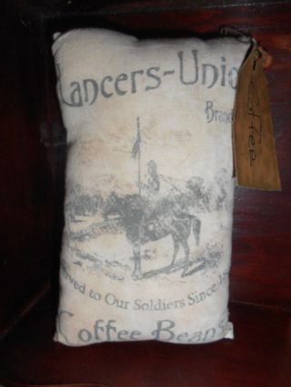 Primitive Early Look Grubby Union Coffee Civil War 1862 Pillow Cupboard Tuck photo