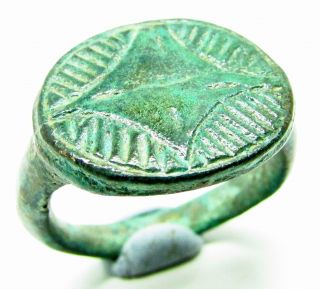 Historical Gift - Crusaders Bronze Ring With Star Of Bethlehem - Wearable - T1 photo