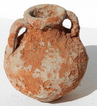 Biblical Ancient Antique Herodian Greek Roman Pottery Clay Vase Jug Vessel Oil photo