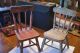 2 Miniature Painted Wood Chairs Turned Wood Great Detail Primitive Antique Decor 1900-1950 photo 2