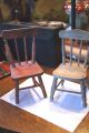 2 Miniature Painted Wood Chairs Turned Wood Great Detail Primitive Antique Decor 1900-1950 photo 6