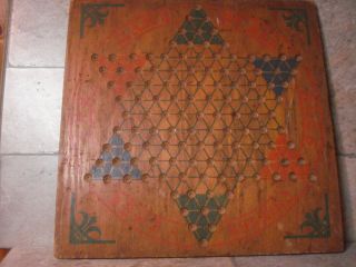 Primitive Vintage Antique Chinese Checkers Wood Game Board 1931 0r (1937) Patent photo