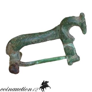 Roman 200 Ad Bronze Horse Fibula Brooch photo