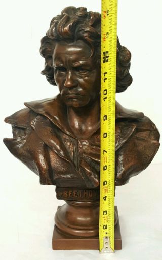 19th Century Bronze Bust Of Ludwig Van Beethoven Signed Founder Mark photo