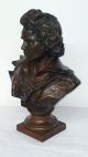 19th Century Bronze Bust Of Ludwig Van Beethoven Signed Founder Mark Metalware photo 2