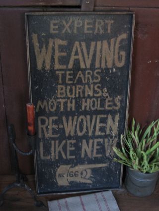 Primitive Antique Expert Weaving 12 X 36 Advertising Farmhouse Country Sign photo