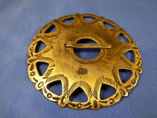 Indian Trade Silver Wheel Brooch Hudsons Bay Company Mark Heart Cutouts Engraved photo