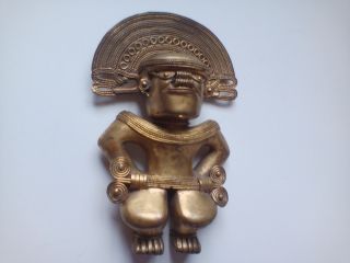 Pre Columbian Shaman Tairona Figures,  Accurate Reproduction Gold Aspect photo