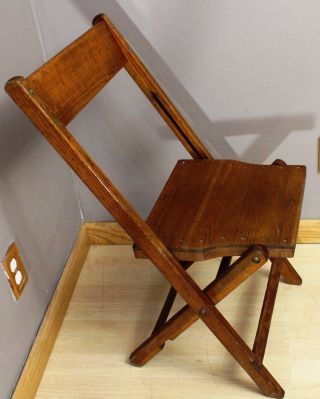 Vintage Snyder Antique Wood Oak Wooden Folding Chair photo