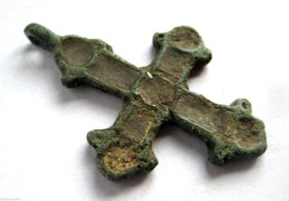 Circa.  1000 - 11 A.  D British Found Medieval Period Bronze Enamel Cross Pendant photo