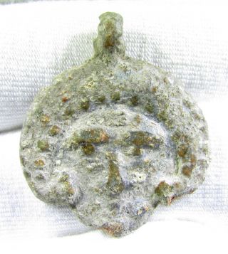 Rare Ancient Roman Lead Anthropomorphic Pendant - Human ' S Face - Ab40 photo