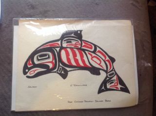 Alaska Tlingit Port Chilkoot Indian Potlatch Painting Native American Salmon photo